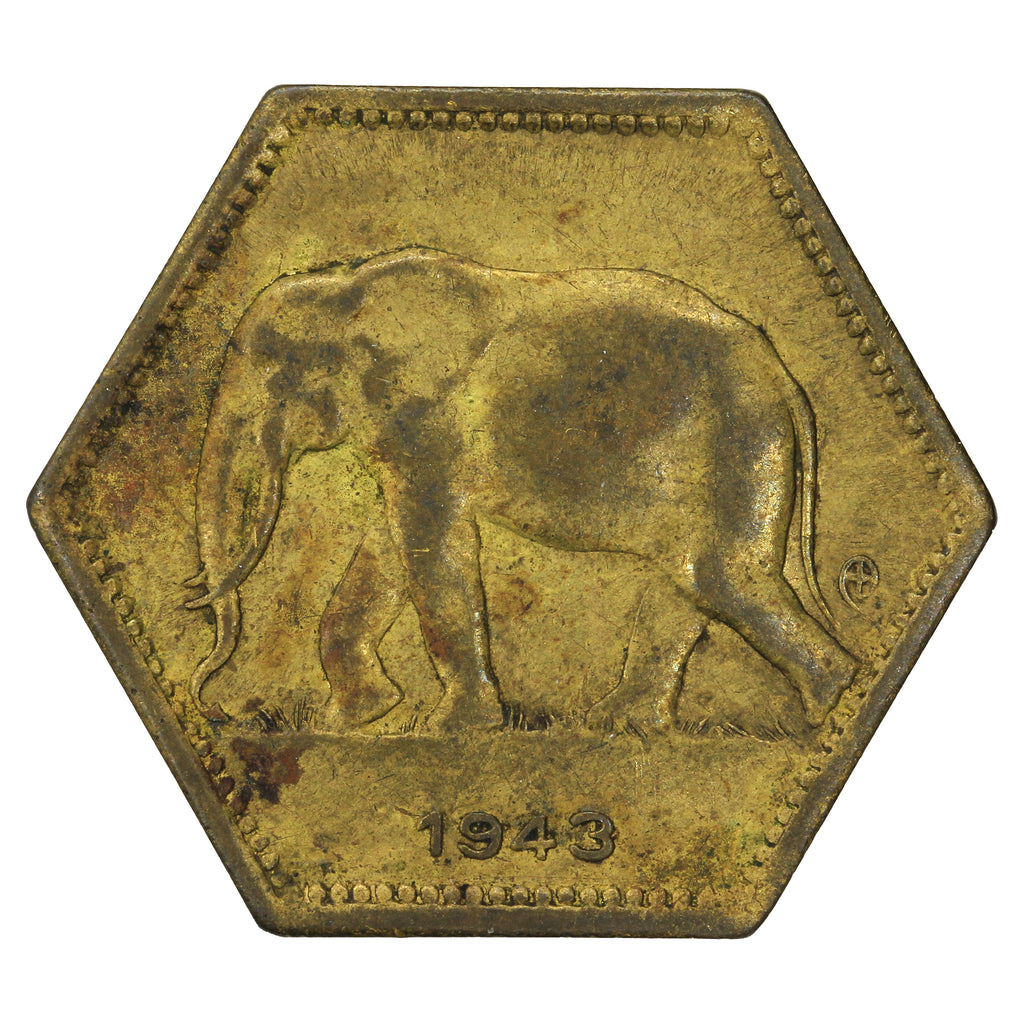 Belgian Congo 1943 2 Francs VF-EF (VF30)