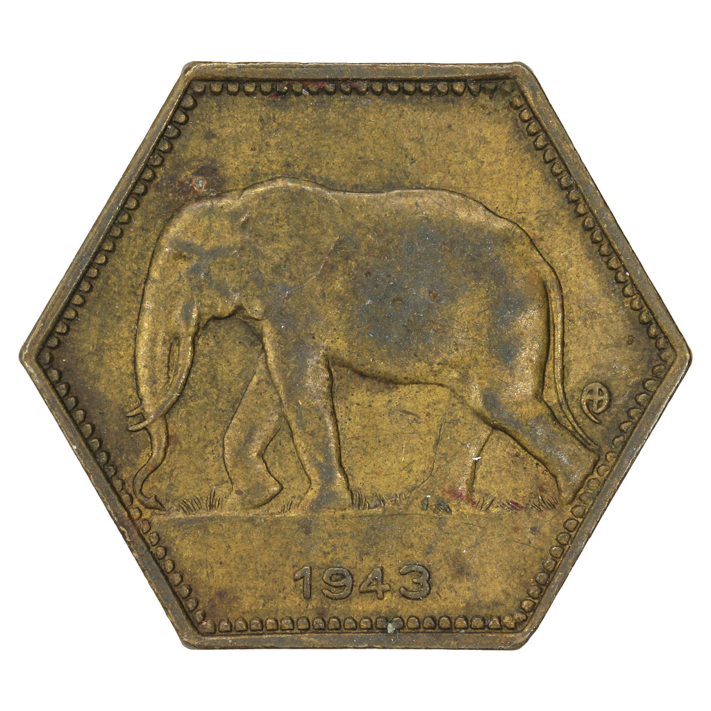 Belgian Congo 1943 2 Francs Very Fine (VF20)
