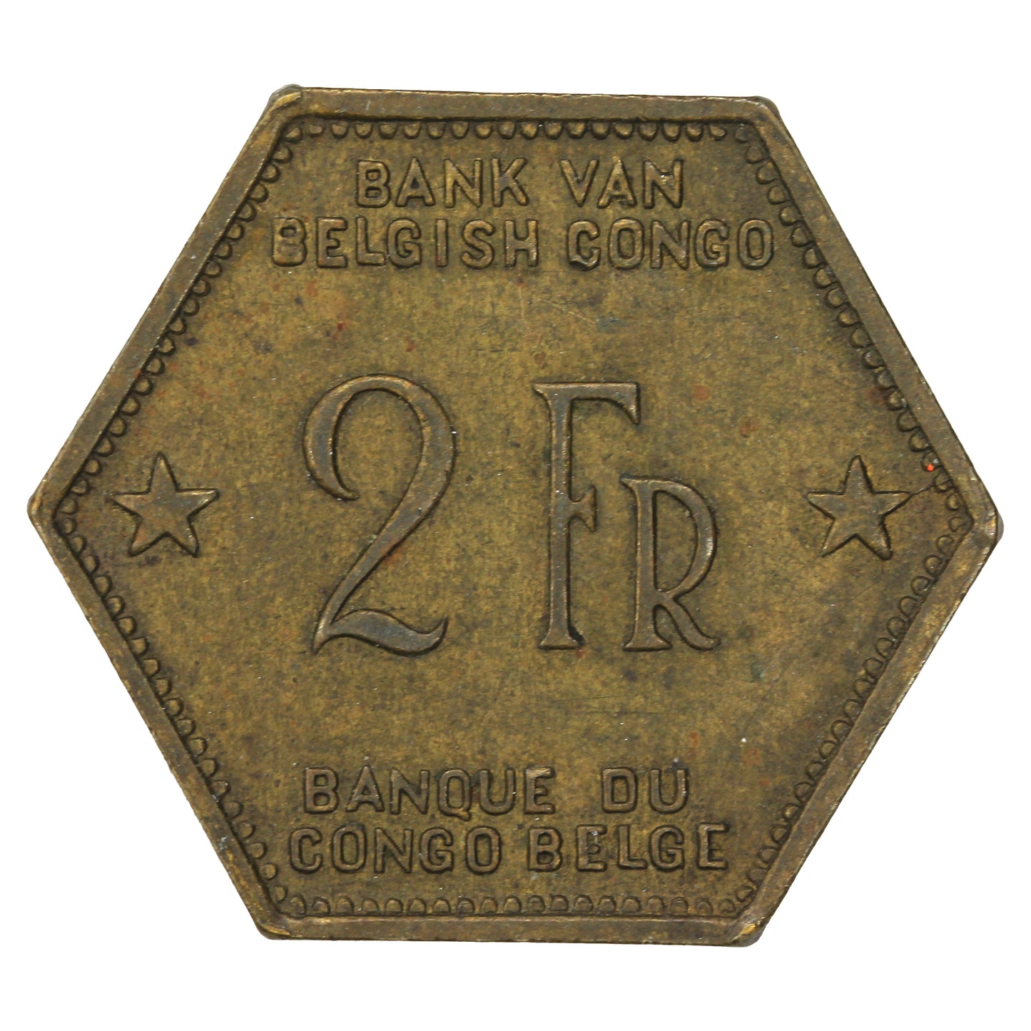 Belgian Congo 1943 2 Francs Very Fine (VF20)