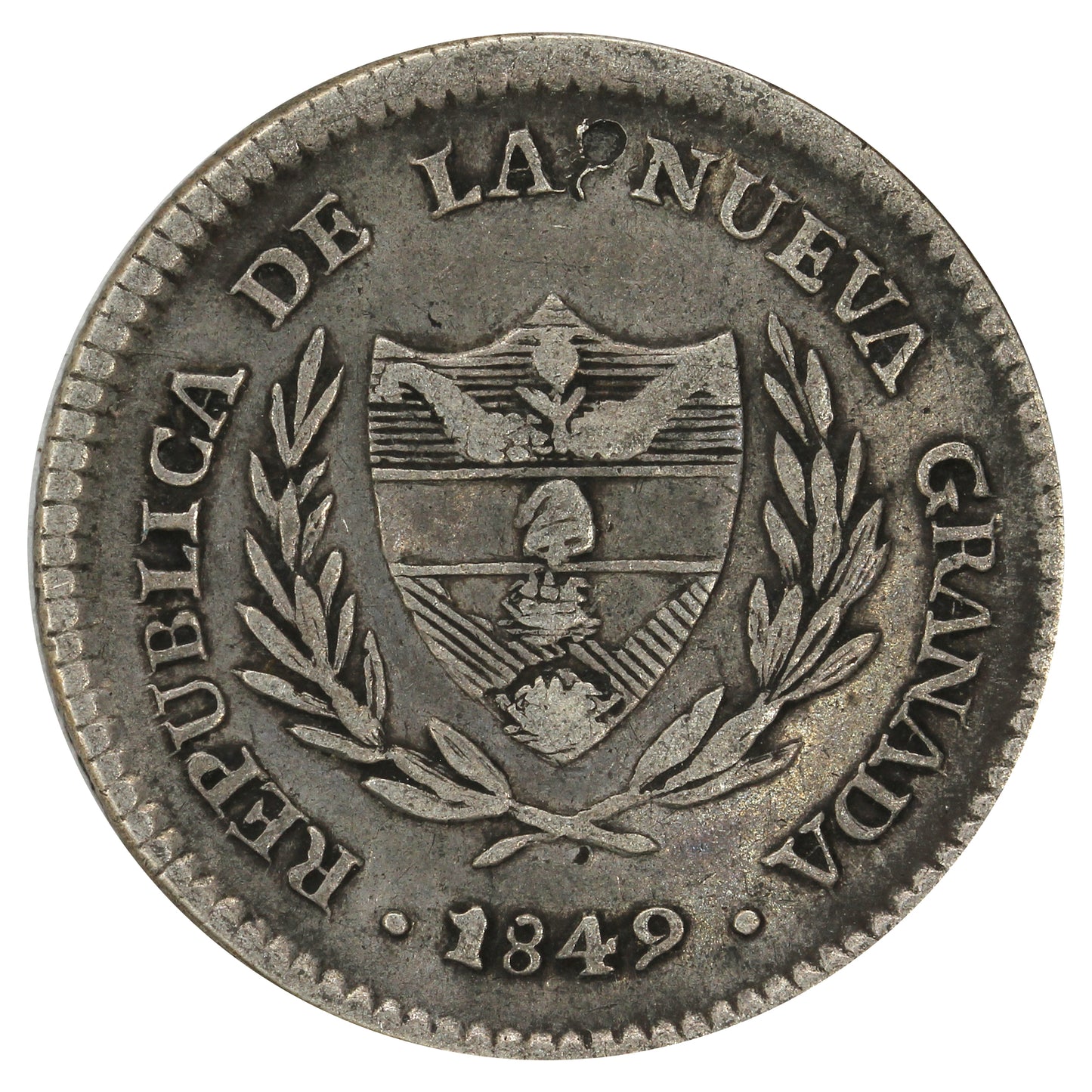 Columbia 1849 2 Reales VF-EF (VF30)