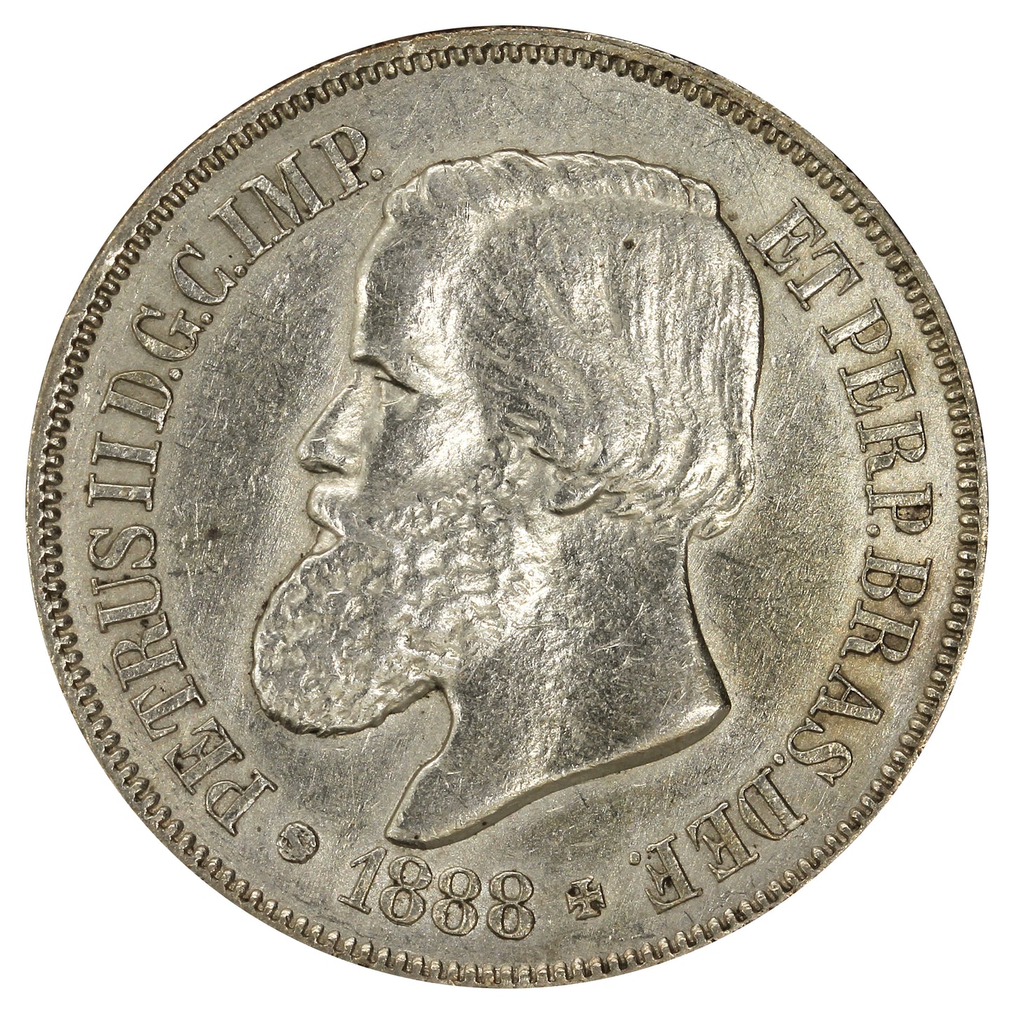 Brazil 1888 500 Reis Almost Uncirculated (AU50)