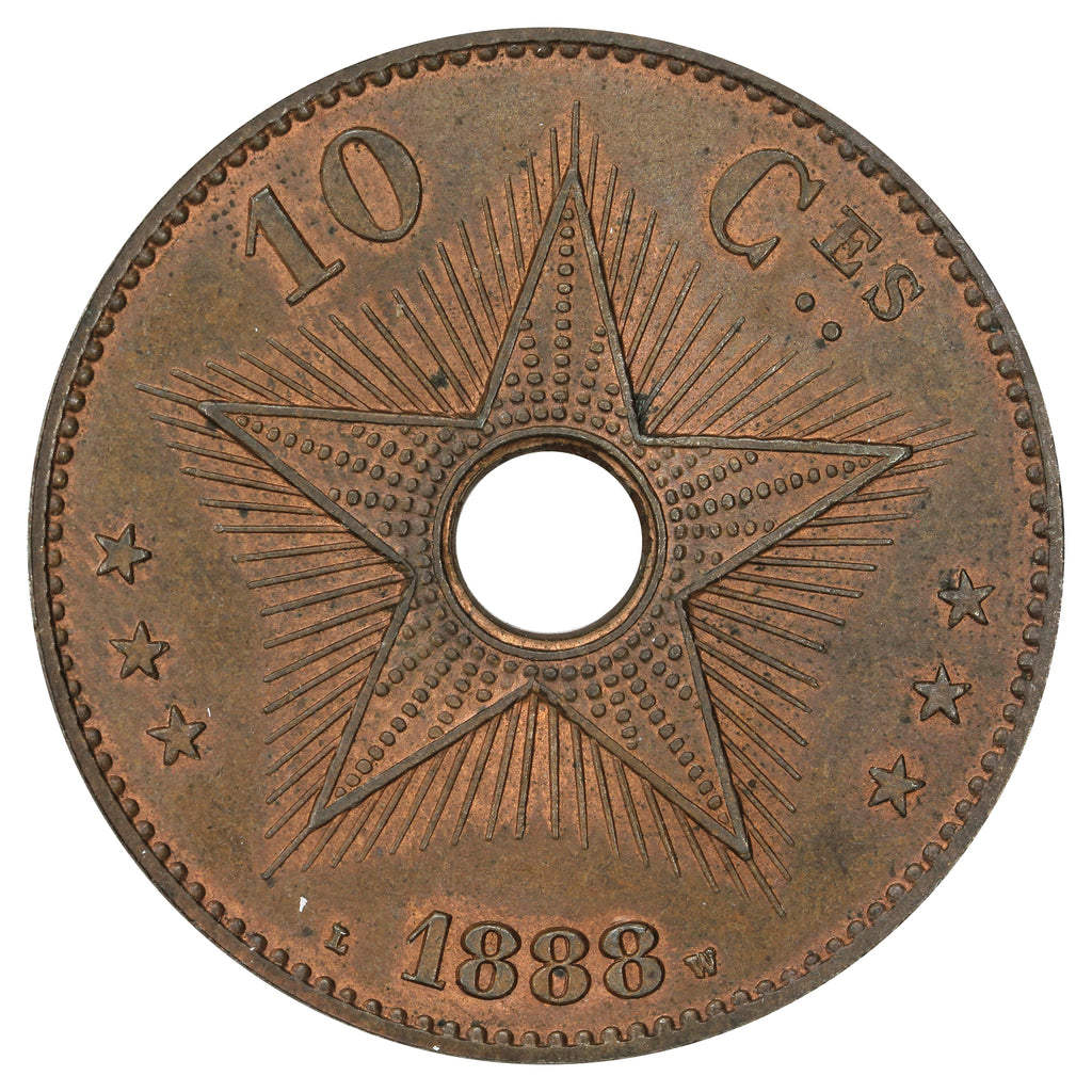 Congo Free State 1888 10 Cents Uncirculated (AU50)