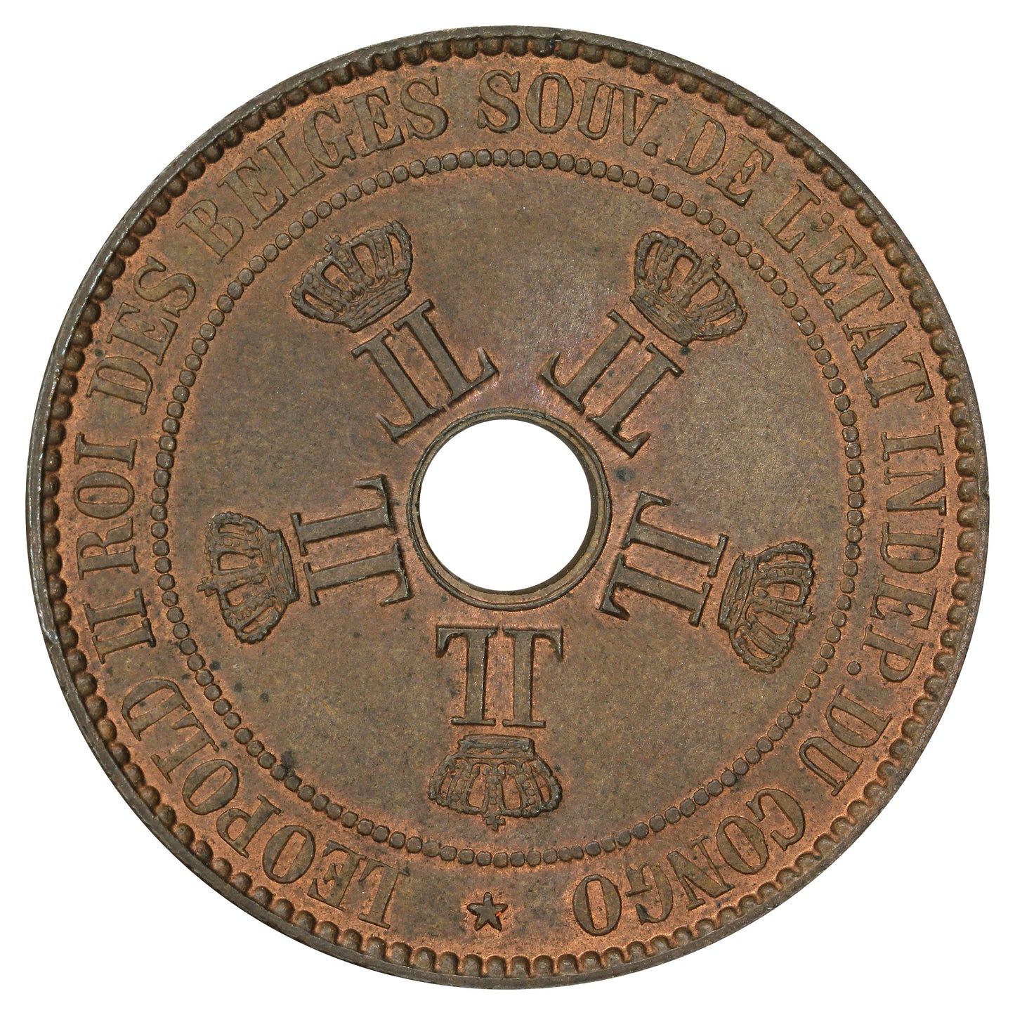 Congo Free State 1888 10 Cents Uncirculated (AU50)