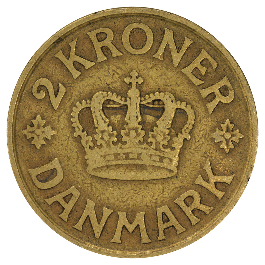 Denmark 1924 HCN GJ 2 Kroner Fine (F12)