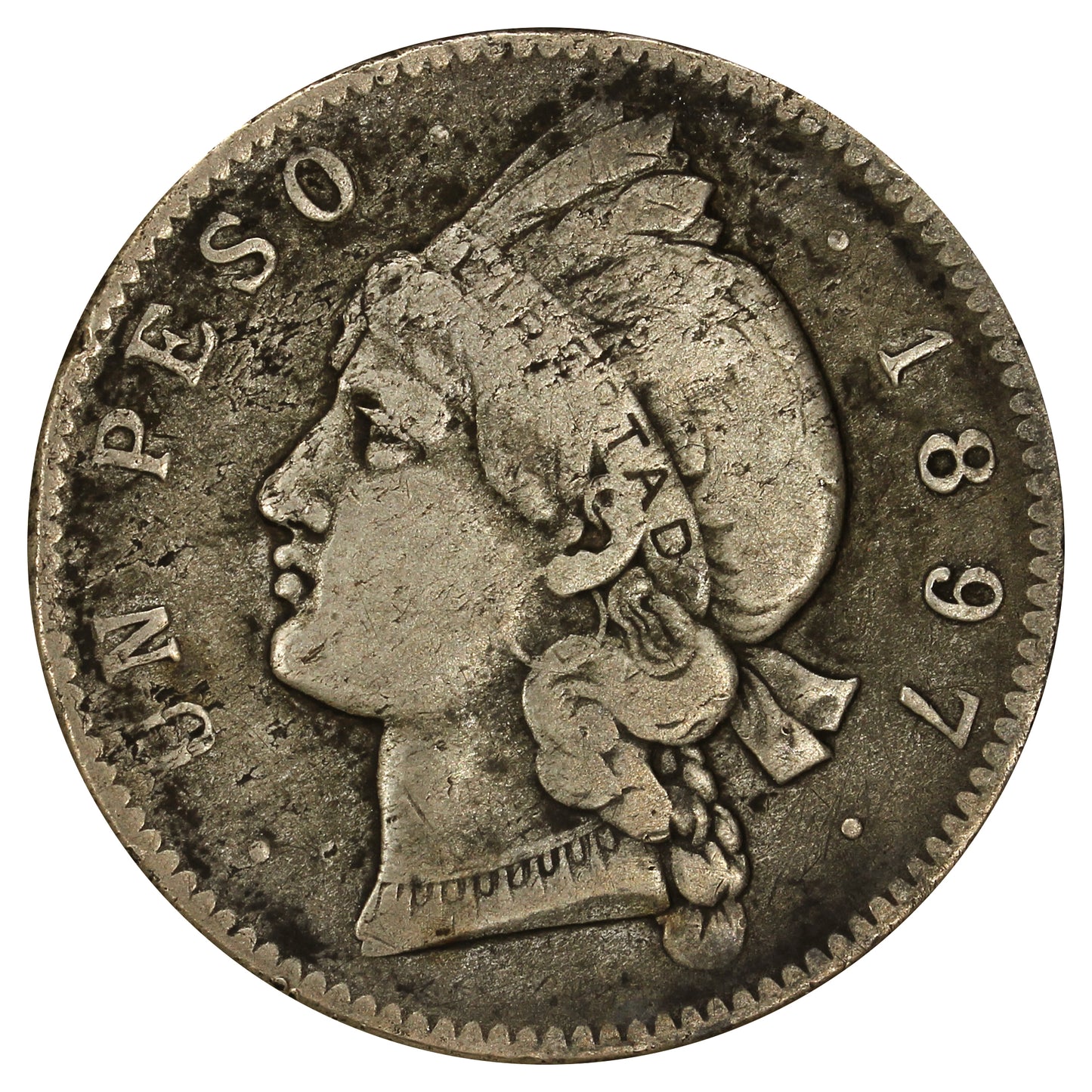 Dominican Republic 1897A Peso Fine (F12)