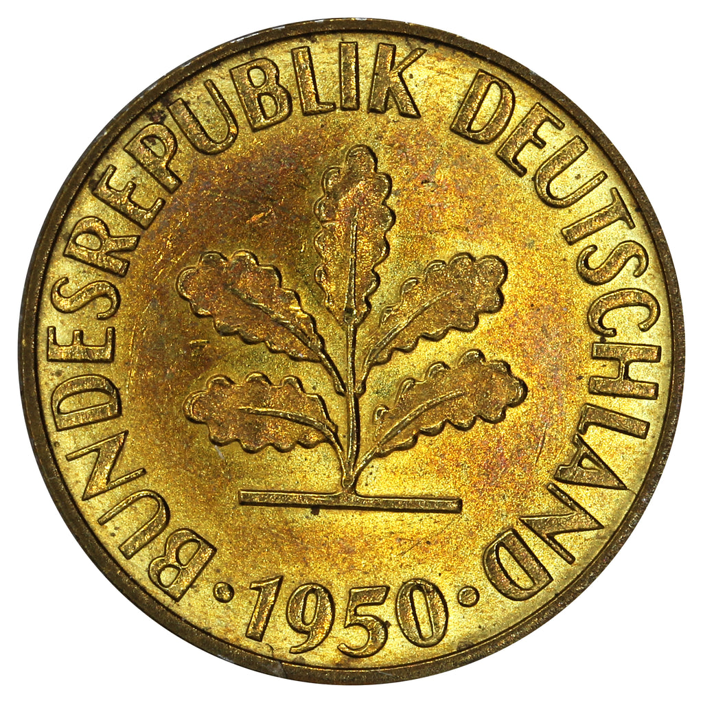 Germany 1950F 5 Pfennig Brilliant Uncirculated (MS60)