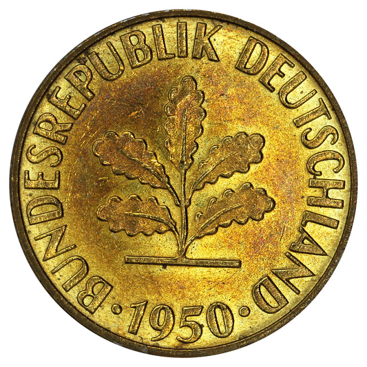 Germany 1950F 5 Pfennig Brilliant Uncirculated (MS60)