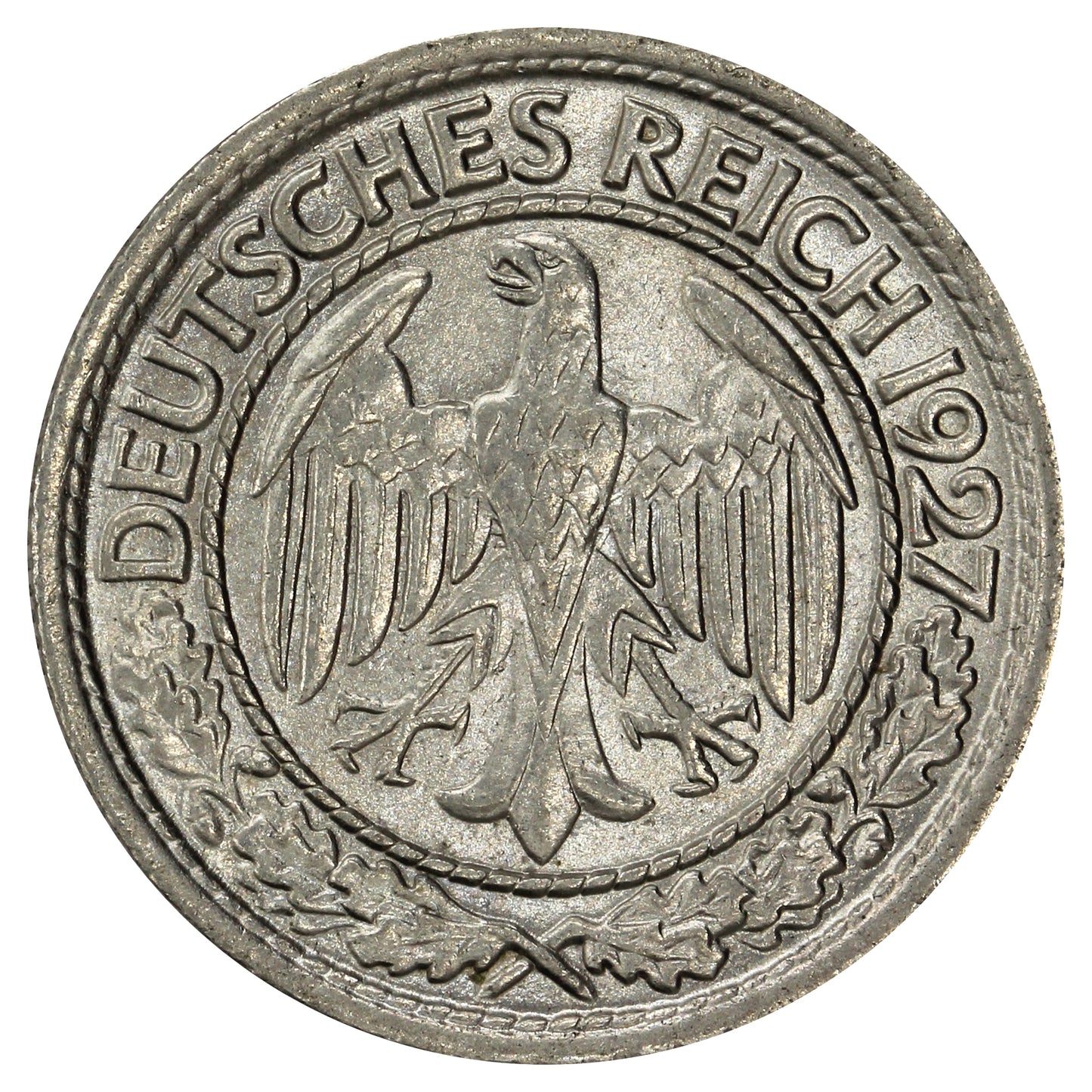 German Weimar Republic 1927F 50 Pfennig Extra Fine (EF40)