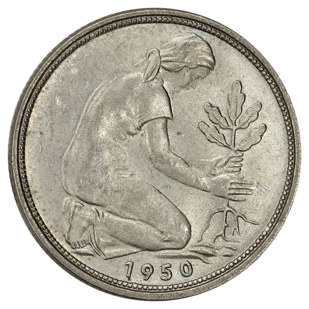Germany 1950F 50 Pfennig Brilliant Uncirculated (MS63)