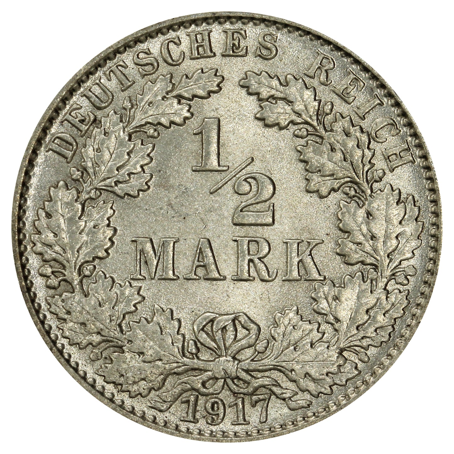 German Empire 1917E 1/2 Mark Brilliant Uncirculated (MS63)