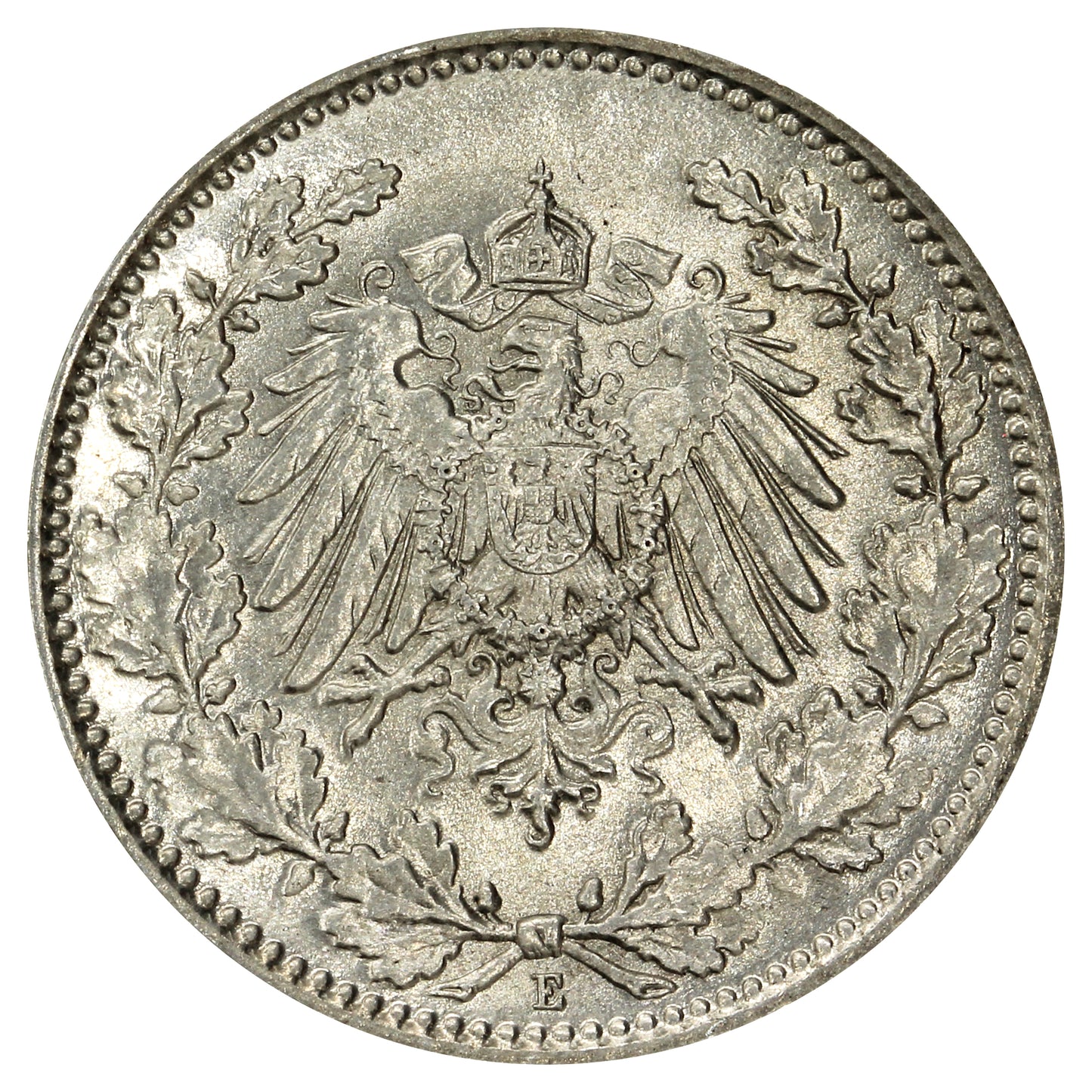 German Empire 1917E 1/2 Mark Brilliant Uncirculated (MS63)