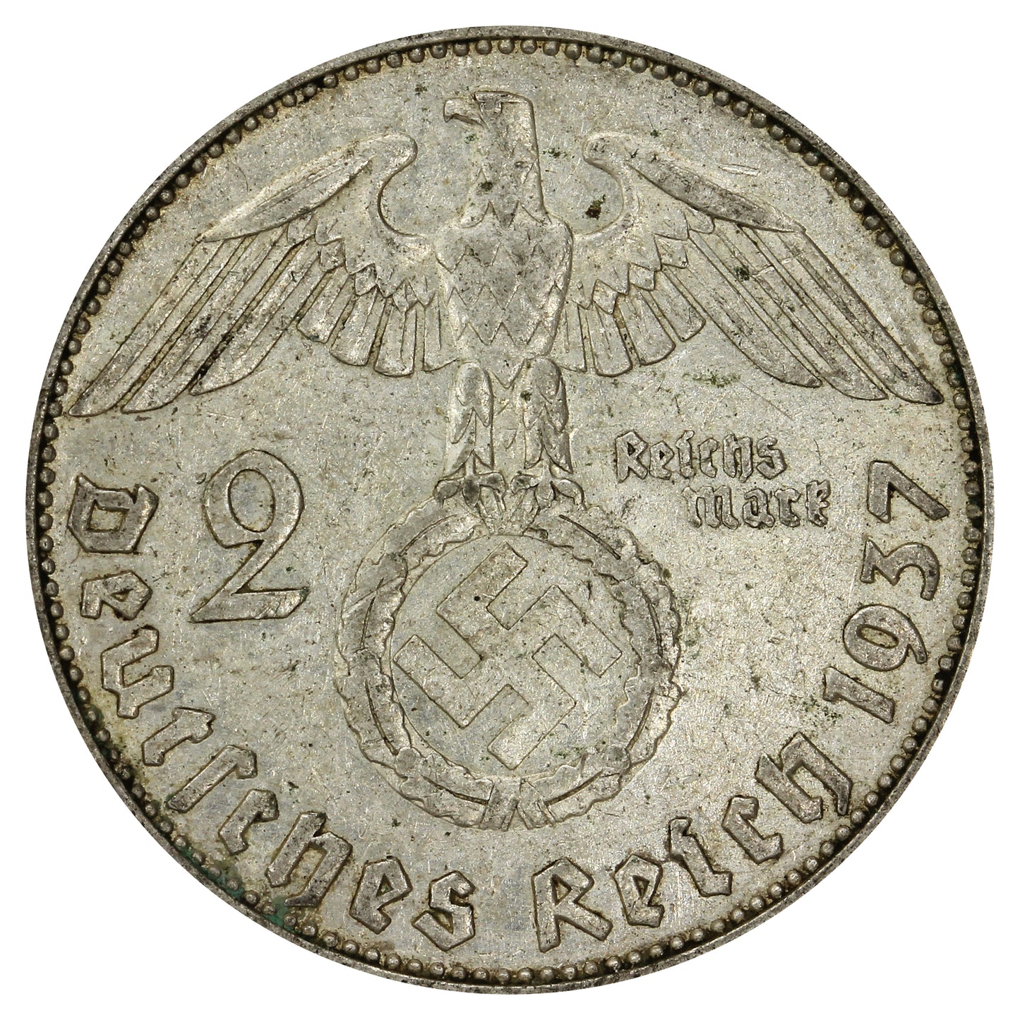 German Third Reich 1937E 2 Marks Almost Uncirculated (AU50)