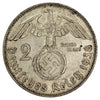 German Third Reich 1938F 2 Marks Almost Uncirculated (AU50)