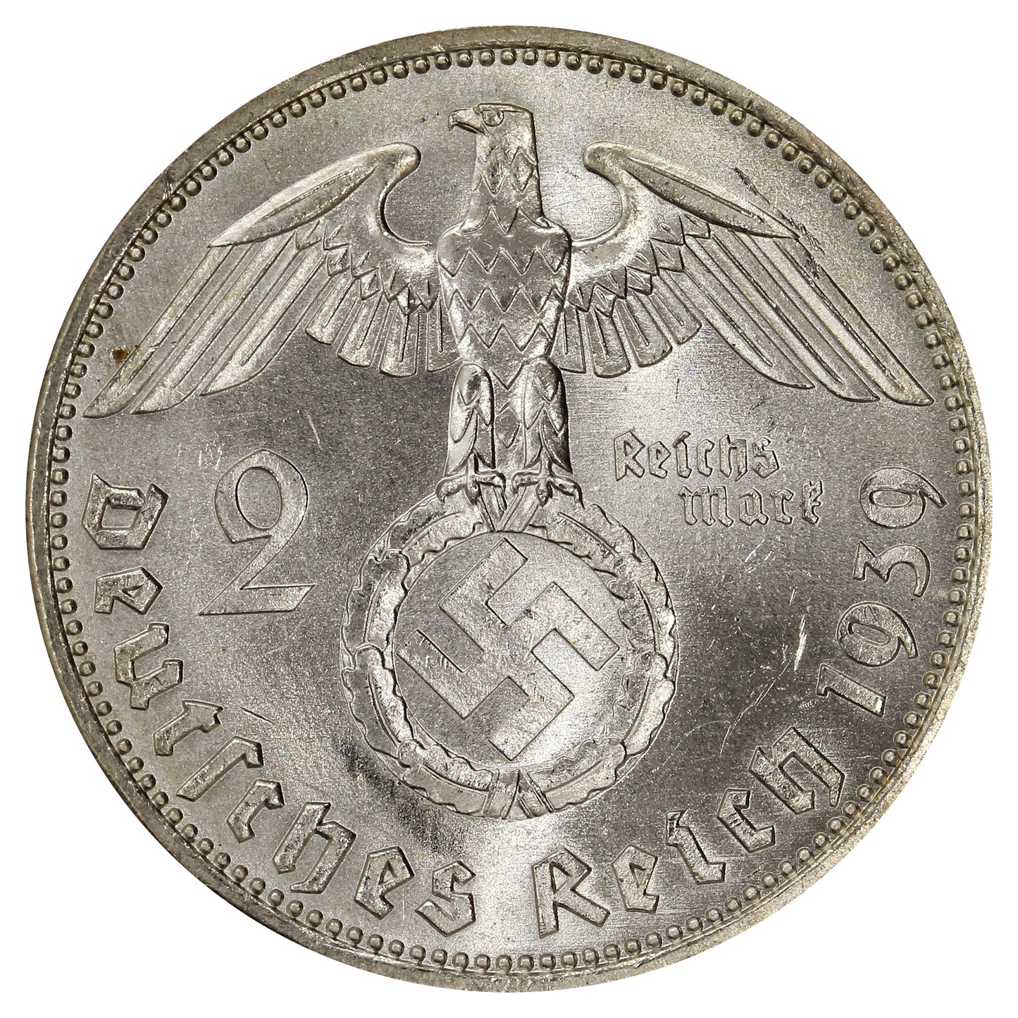 German Third Reich 1939A 2 Marks Choice Brilliant Uncirculated (MS64)