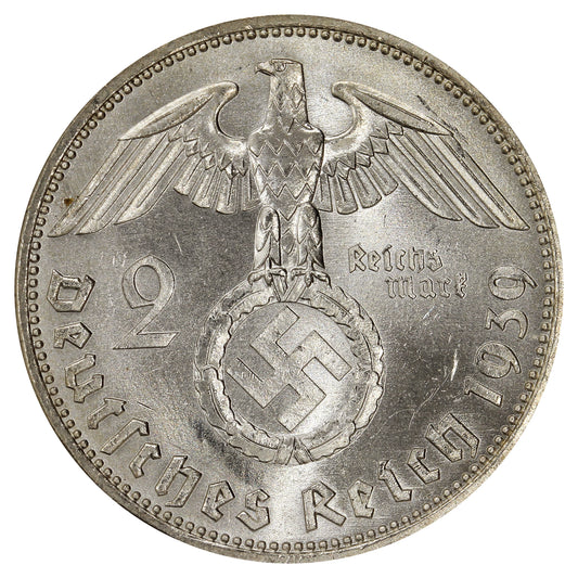 German Third Reich 1939A 2 Marks Choice Brilliant Uncirculated (MS64)
