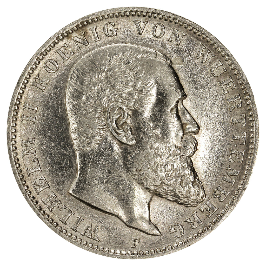 German States 1910F Wurttemburg 3 Marks Extra Fine (EF40)