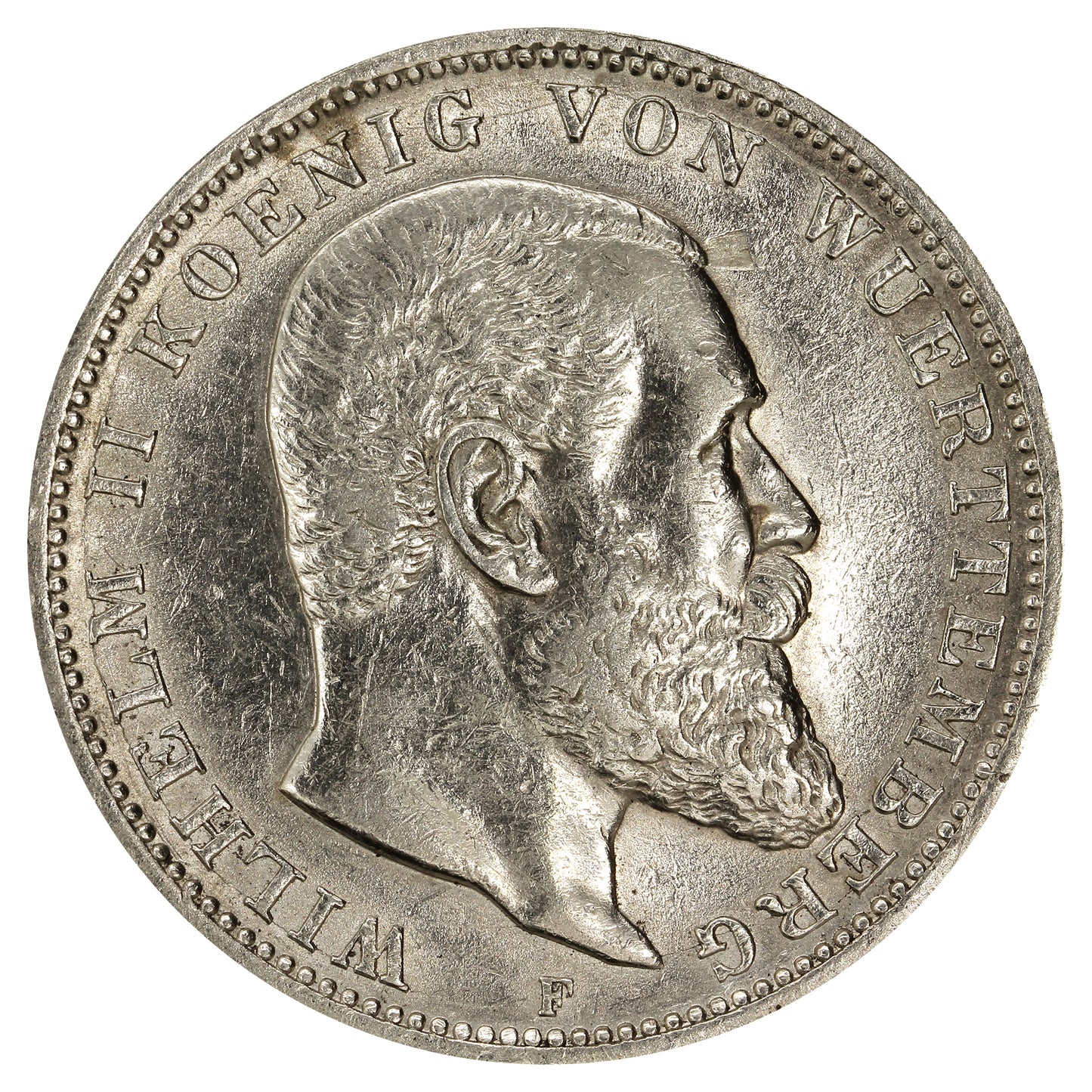 German States 1910F Wurttemburg 3 Marks Extra Fine (EF40)