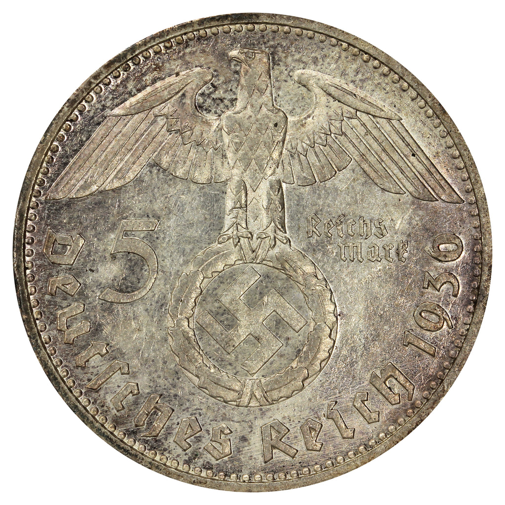 German Third Reich 1936G Swastika 5 Marks Uncirculated (MS60)