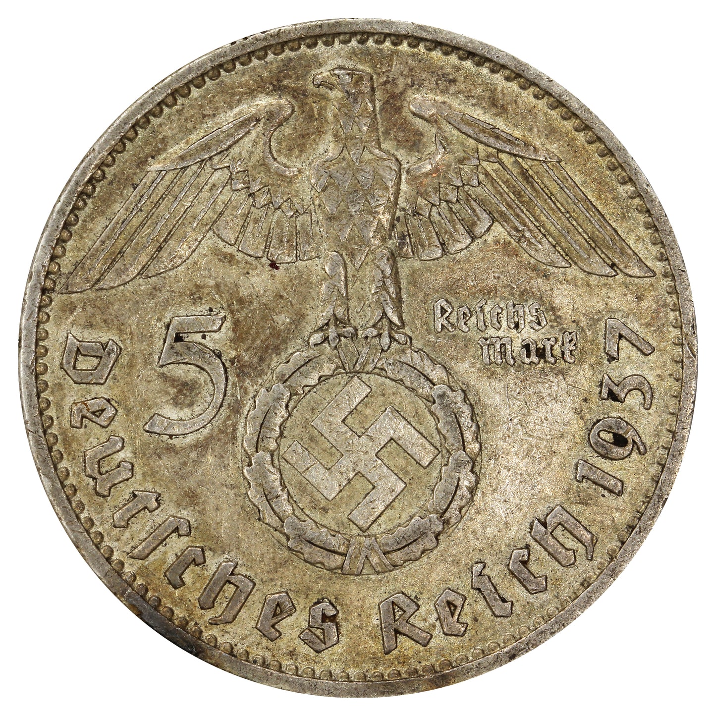 German Third Reich 1937A 5 Marks Very Fine (VF20)