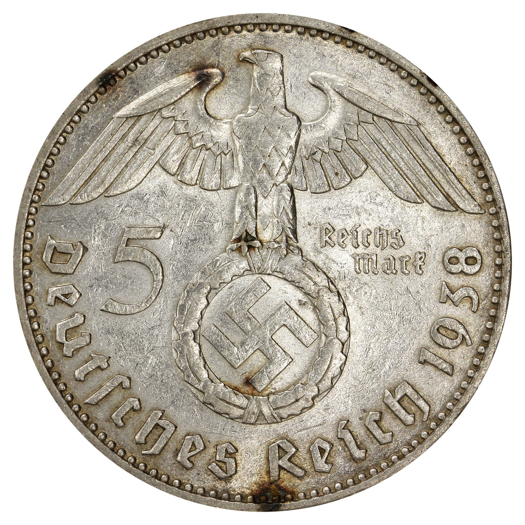 German Third Reich 1938J 5 Marks Extra Fine (EF40)