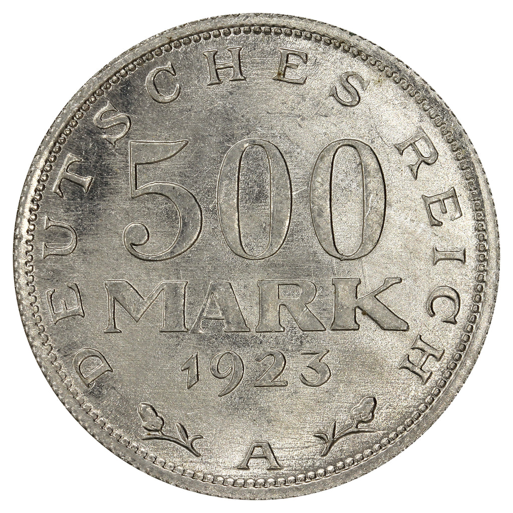 German Weimar Republic 1923A 500 Marks Brilliant Uncirculated (MS63)