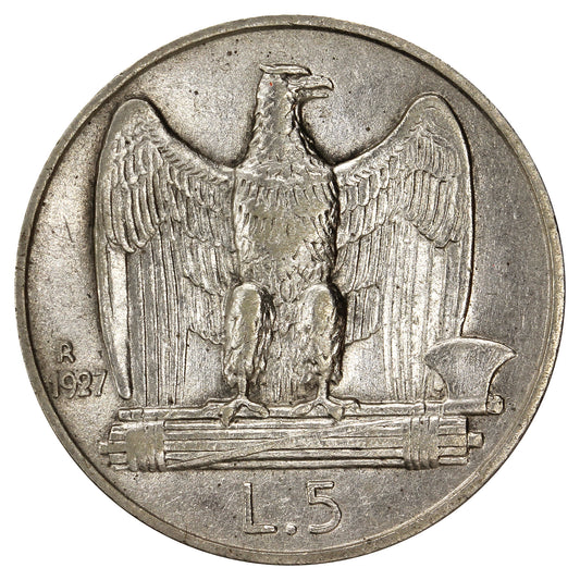 Italy 1927R 5 Lire VF-EF (VF30)