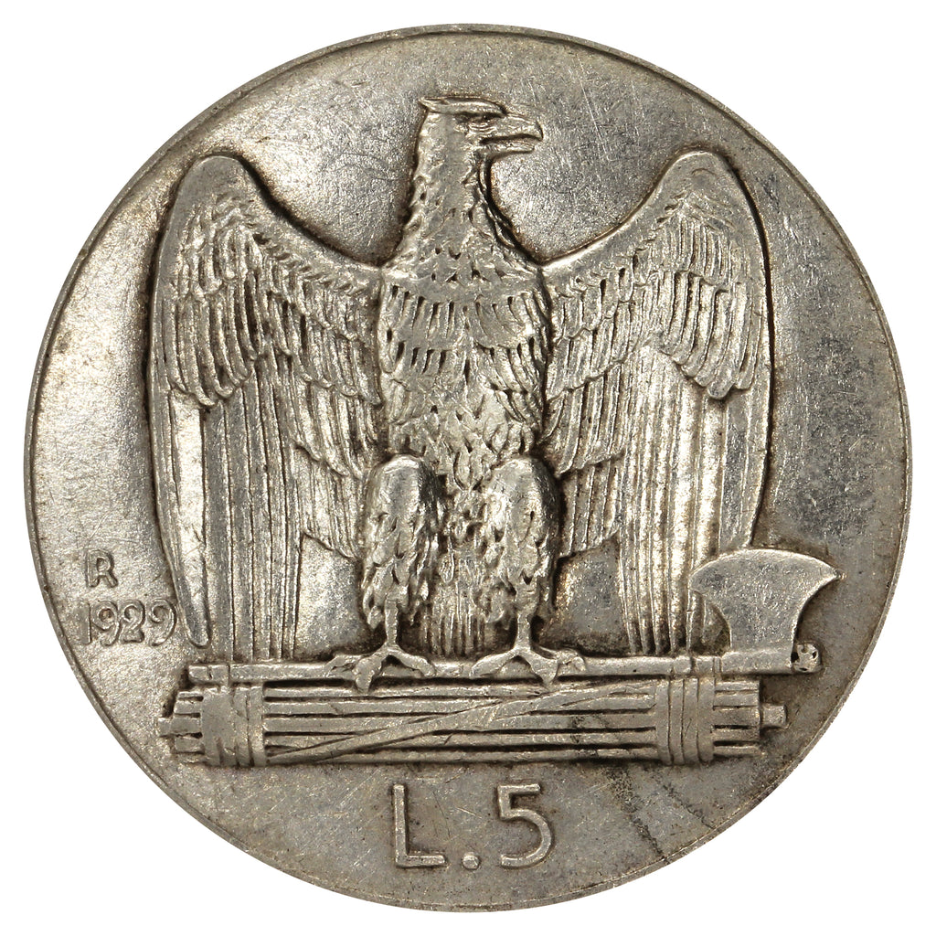 Italy 1929R 5 Lire VF-EF (VF30)