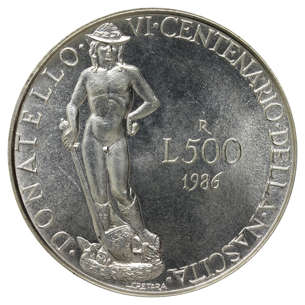 Italy 1986R Donatello 500 Lire Choice Brilliant Uncirculated (MS64)