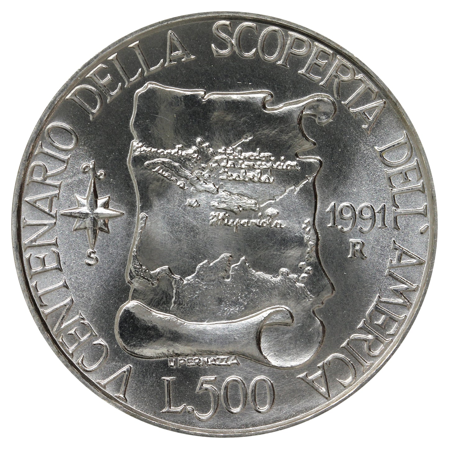 Italy 1991R Discovery of the Americas 500 Lire Brilliant Uncirculated (MS63)
