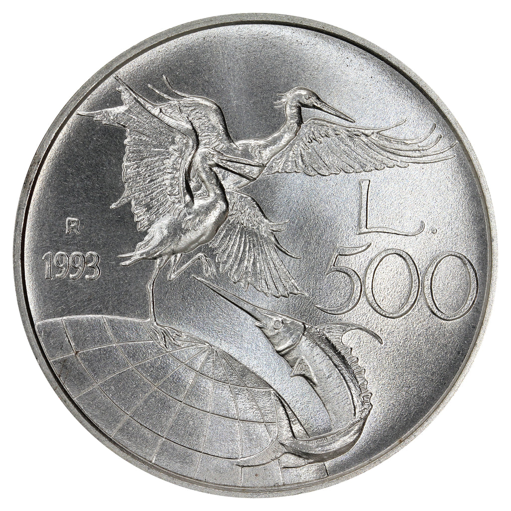Italy 1993R Wildlife Protection 500 Lire Choice Brilliant Uncirculated (MS64)