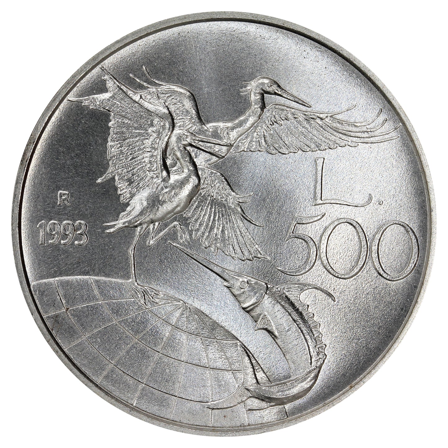 Italy 1993R Wildlife Protection 500 Lire Choice Brilliant Uncirculated (MS64)