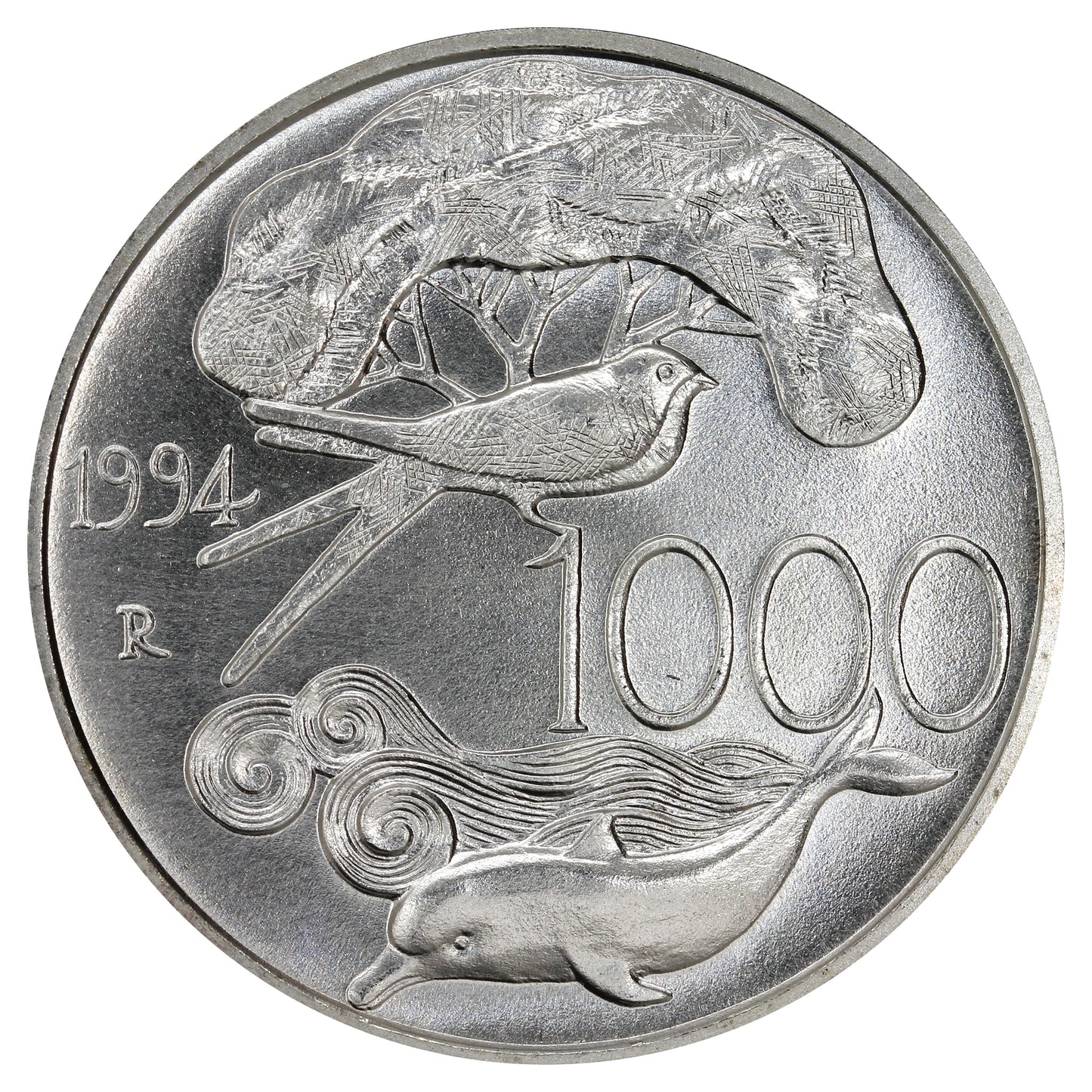 Italy 1994R Wildlife Protection 1000 Lire Choice Brilliant Uncirculated (MS64)