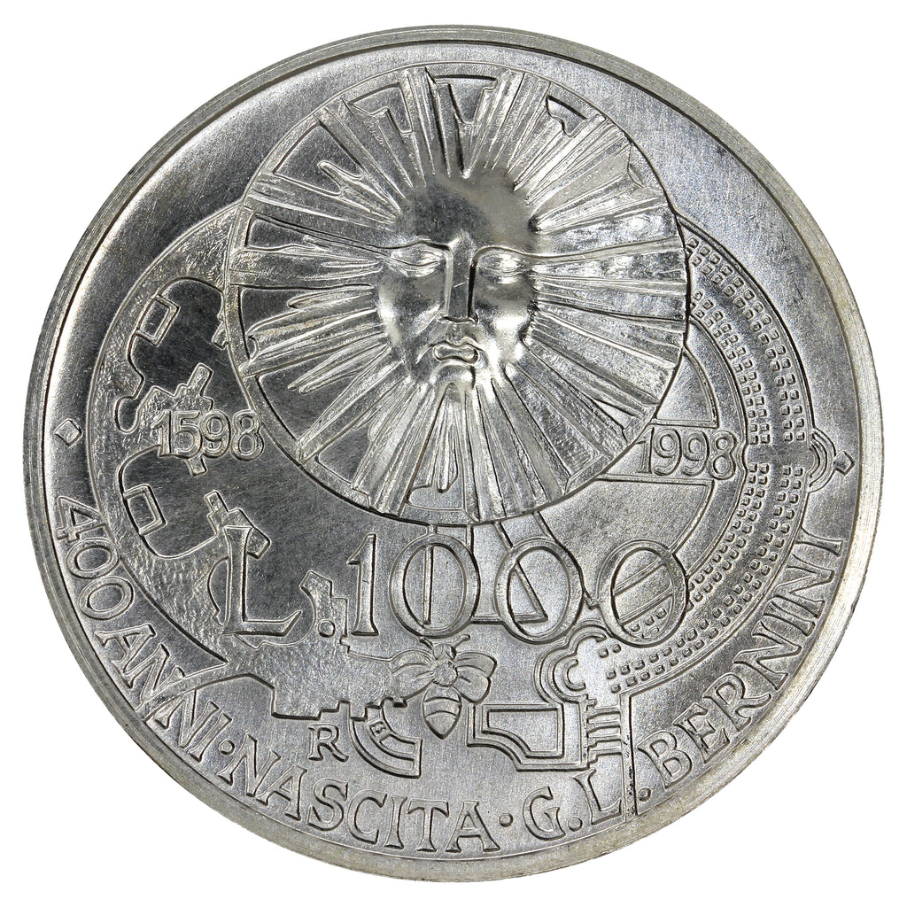 Italy 1998R Gian Lorenzo Bernini 1000 Lire Choice Brilliant Uncirculated (MS64)