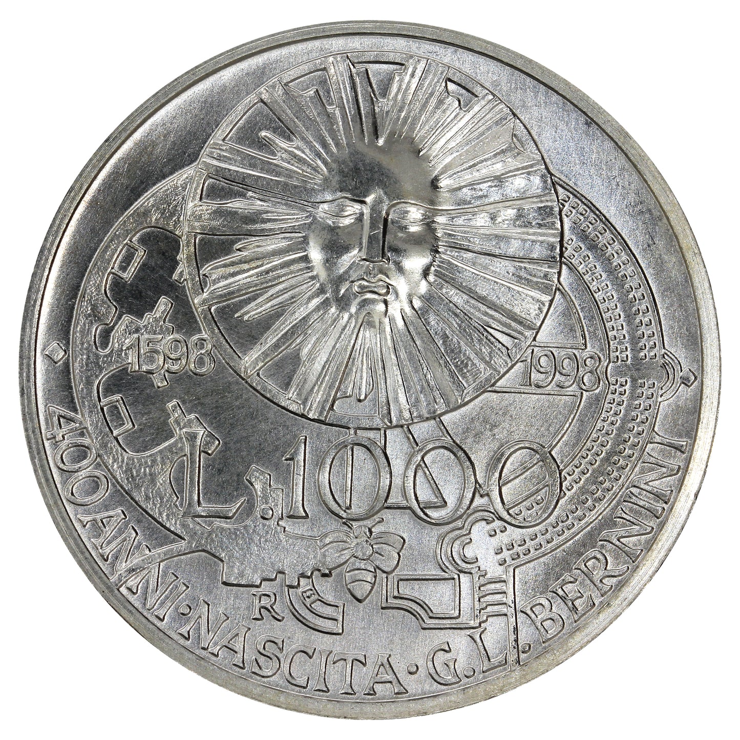 Italy 1998R Gian Lorenzo Bernini 1000 Lire Choice Brilliant Uncirculated (MS64)