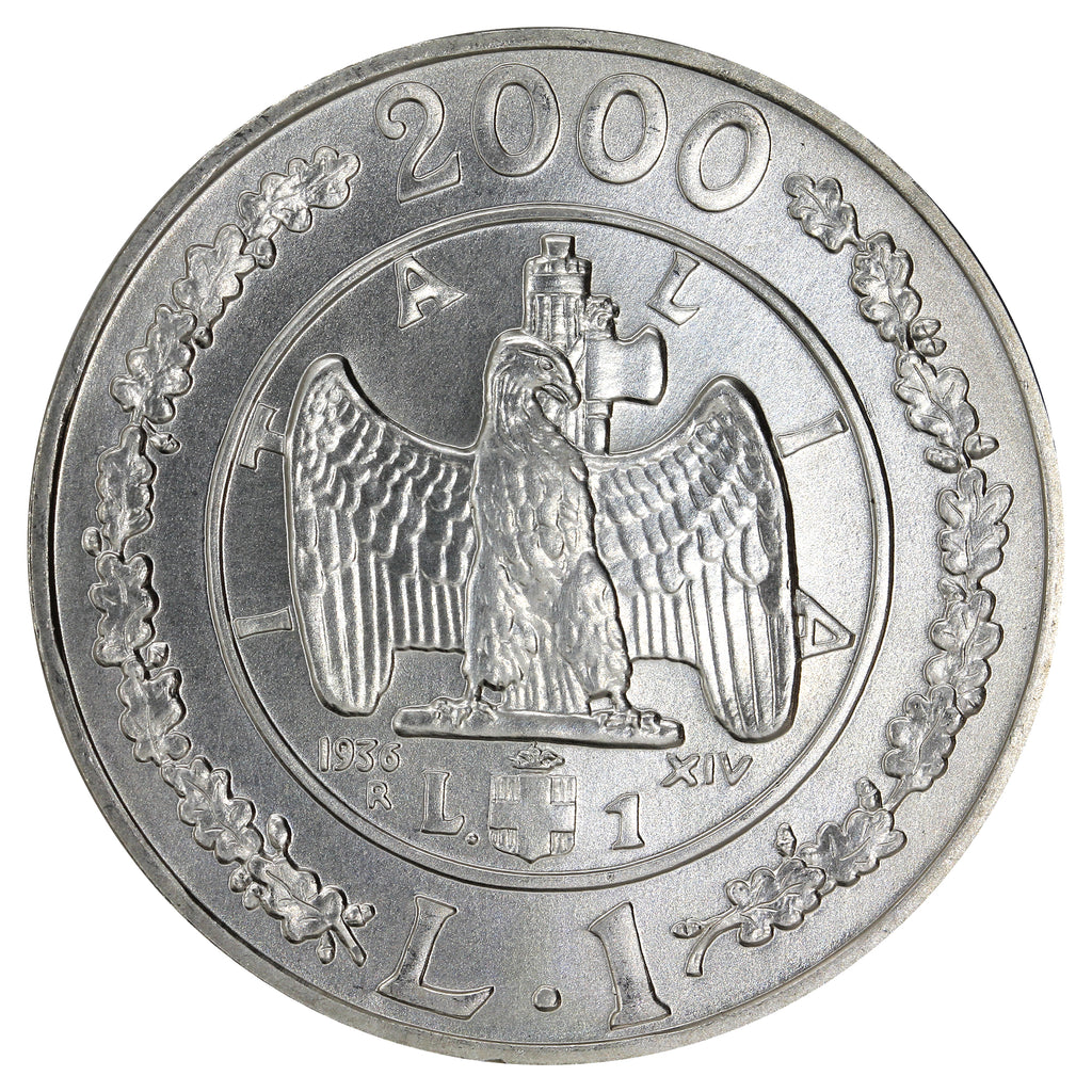 Italy 2000R 1936 Lira Choice Brilliant Uncirculated (MS64)