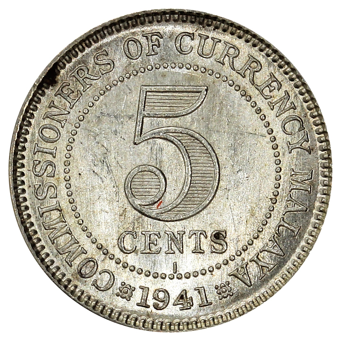 Malaya 1941 I 5 Cents Brilliant Uncirculated (MS63)