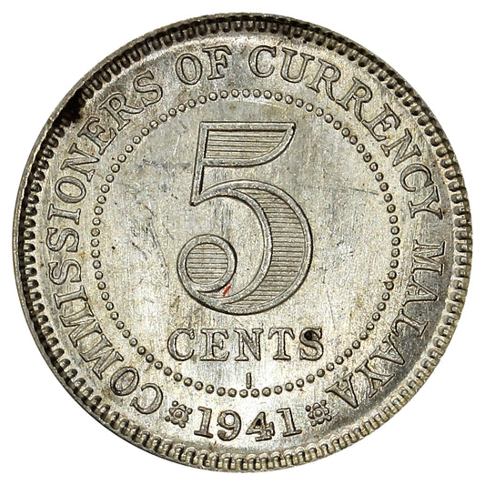 Malaya 1941 I 5 Cents Brilliant Uncirculated (MS63)