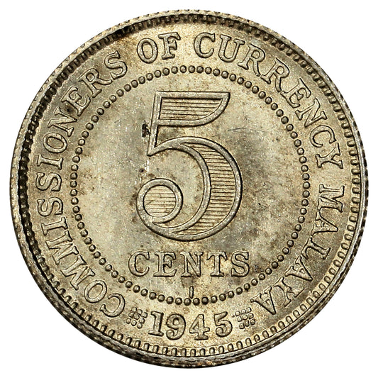 Malaya 1945 I 5 Cents Brilliant Uncirculated (MS63)