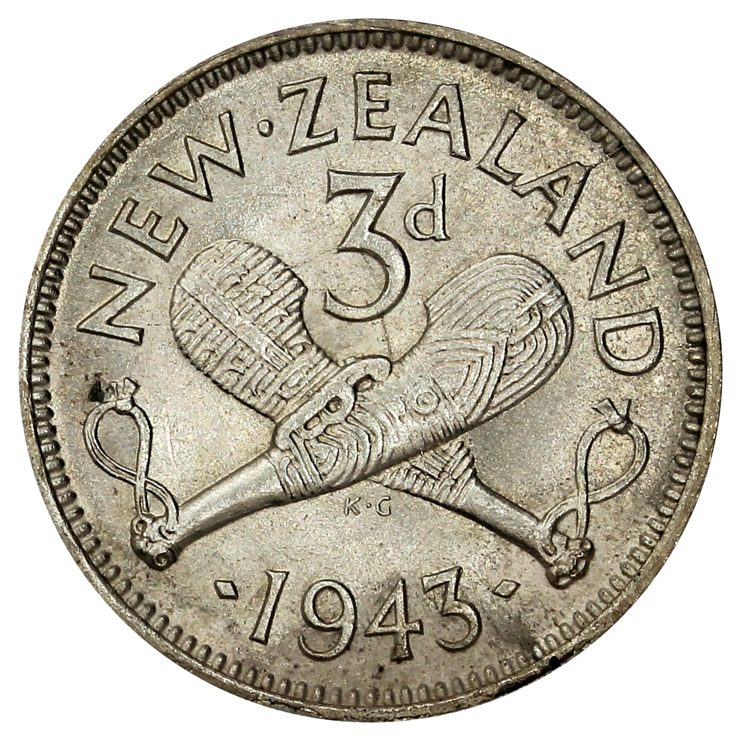 New Zealand 1943 3 Pence Brilliant Uncirculated (MS63)