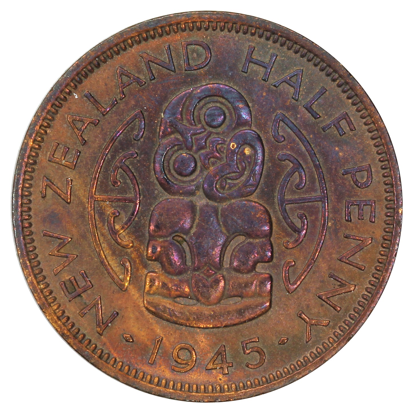 New Zealand 1945 1/2 Penny Uncirculated (MS60)