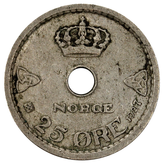 Norway 1927 25 Ore VF-EF (VF30)