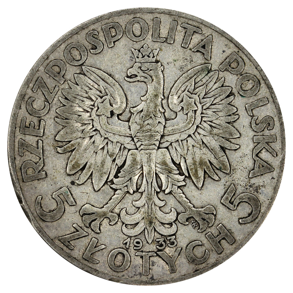 Poland 1933W 5 Zlotych Very Fine (VF20)