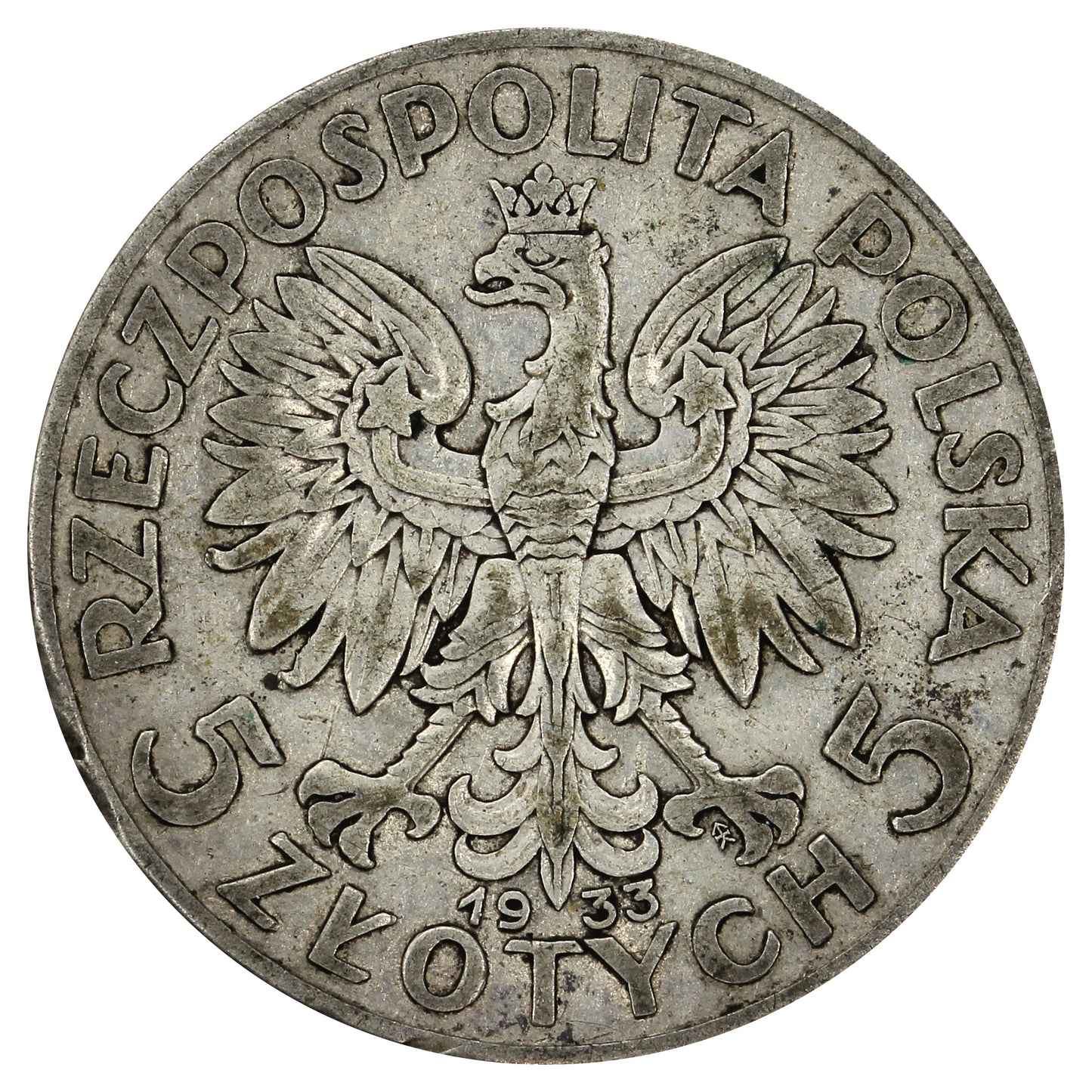 Poland 1933W 5 Zlotych Very Fine (VF20)