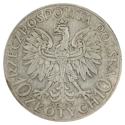 Poland 1933W 10 Zlotych Extra Fine (EF40)