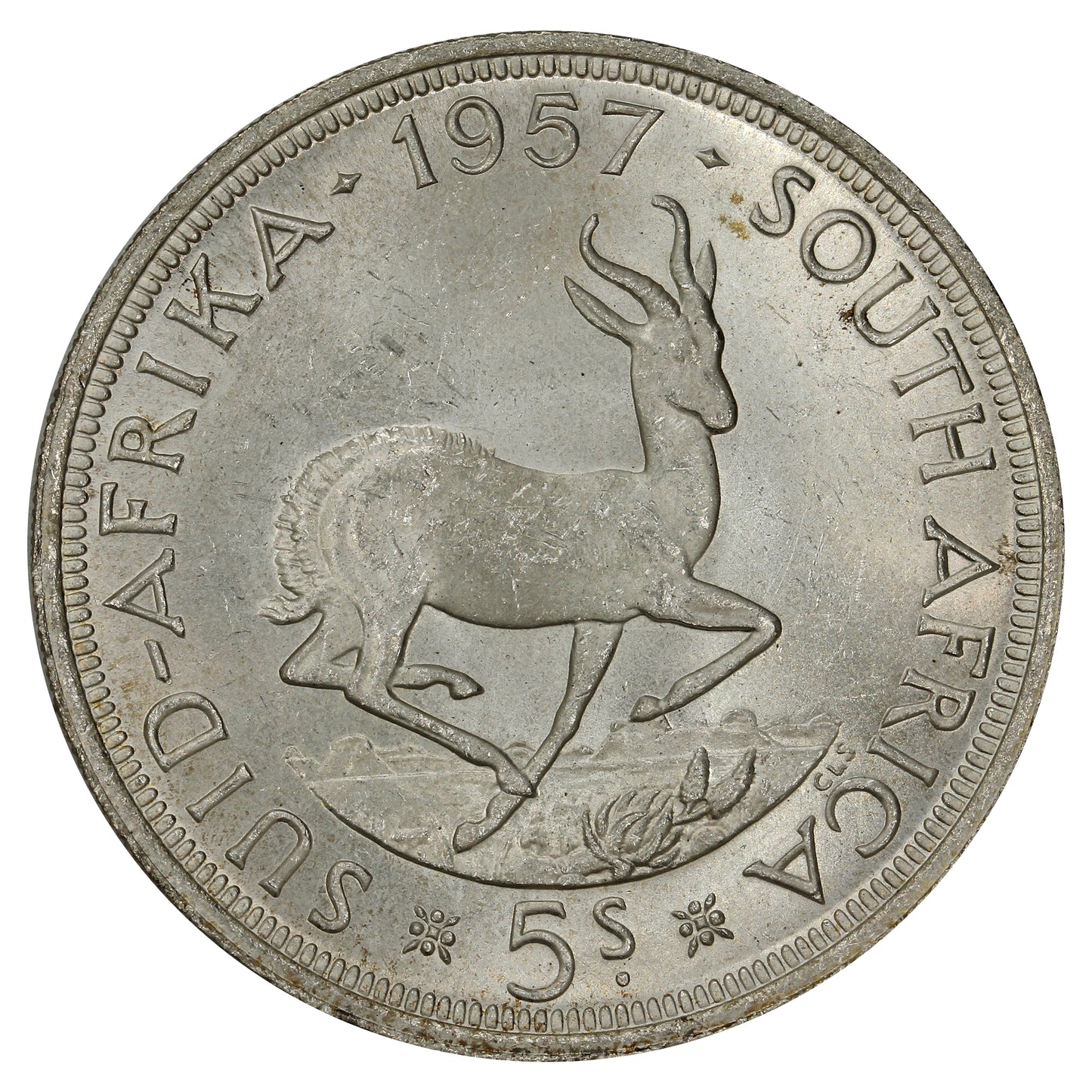 South Africa 1957 5 Shillings Brilliant Uncirculated (MS63)