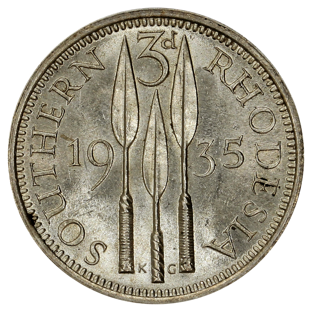 Southern Rhodesia 1935 3 Pence Brilliant Uncirculated (MS63)