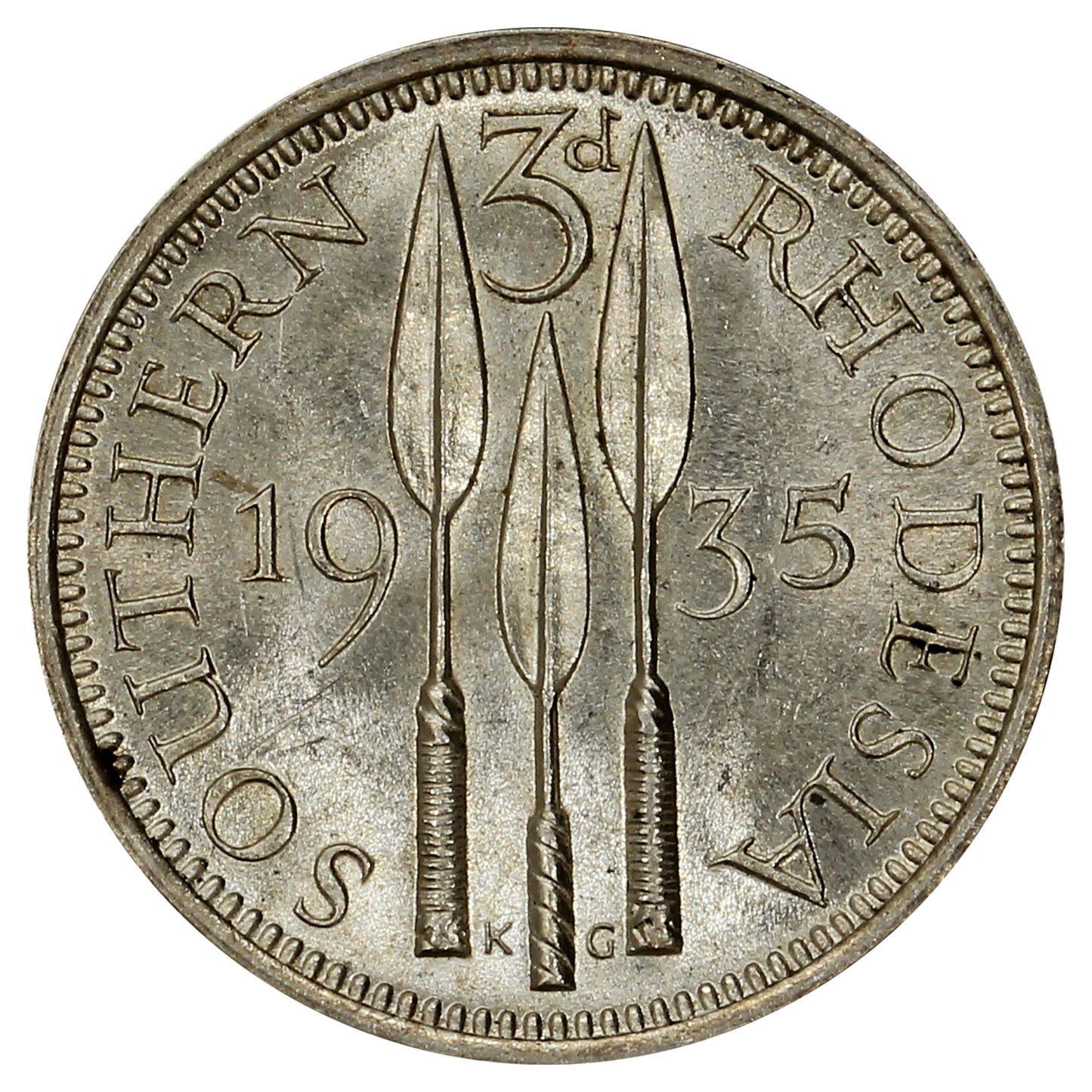 Southern Rhodesia 1935 3 Pence Brilliant Uncirculated (MS63)