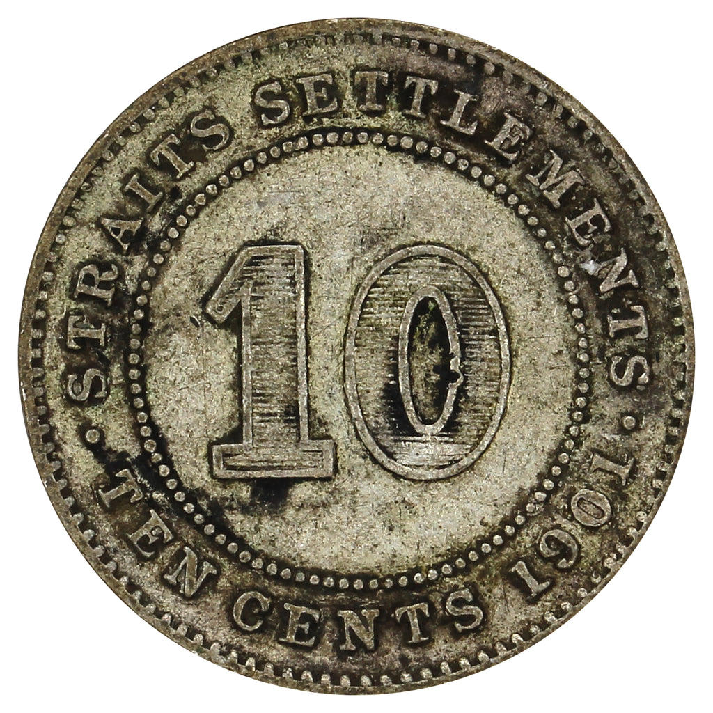 Straits Settlements 1901 10 Cents Fine (F12)