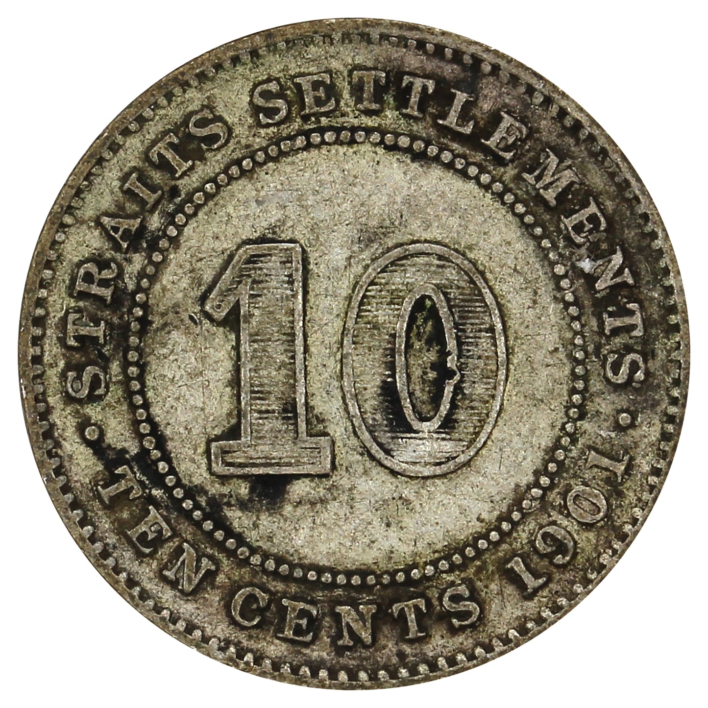 Straits Settlements 1901 10 Cents Fine (F12)