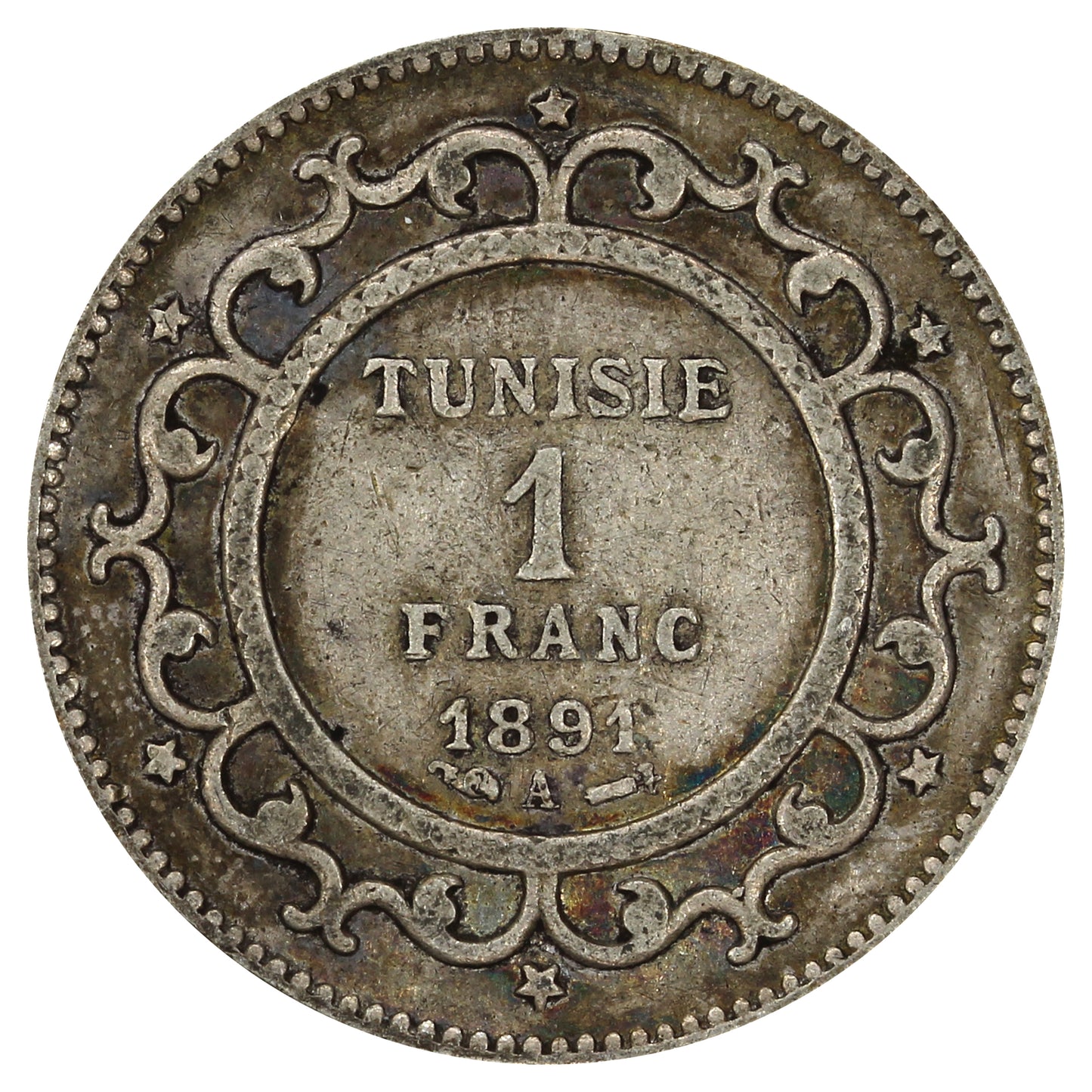 Tunisia 1891A Franc Very Fine (VF20)